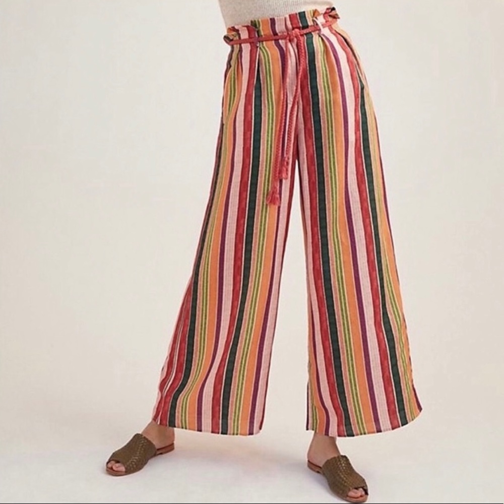 NWT Farm Rio Augustine Striped Wide-Leg Pants XS